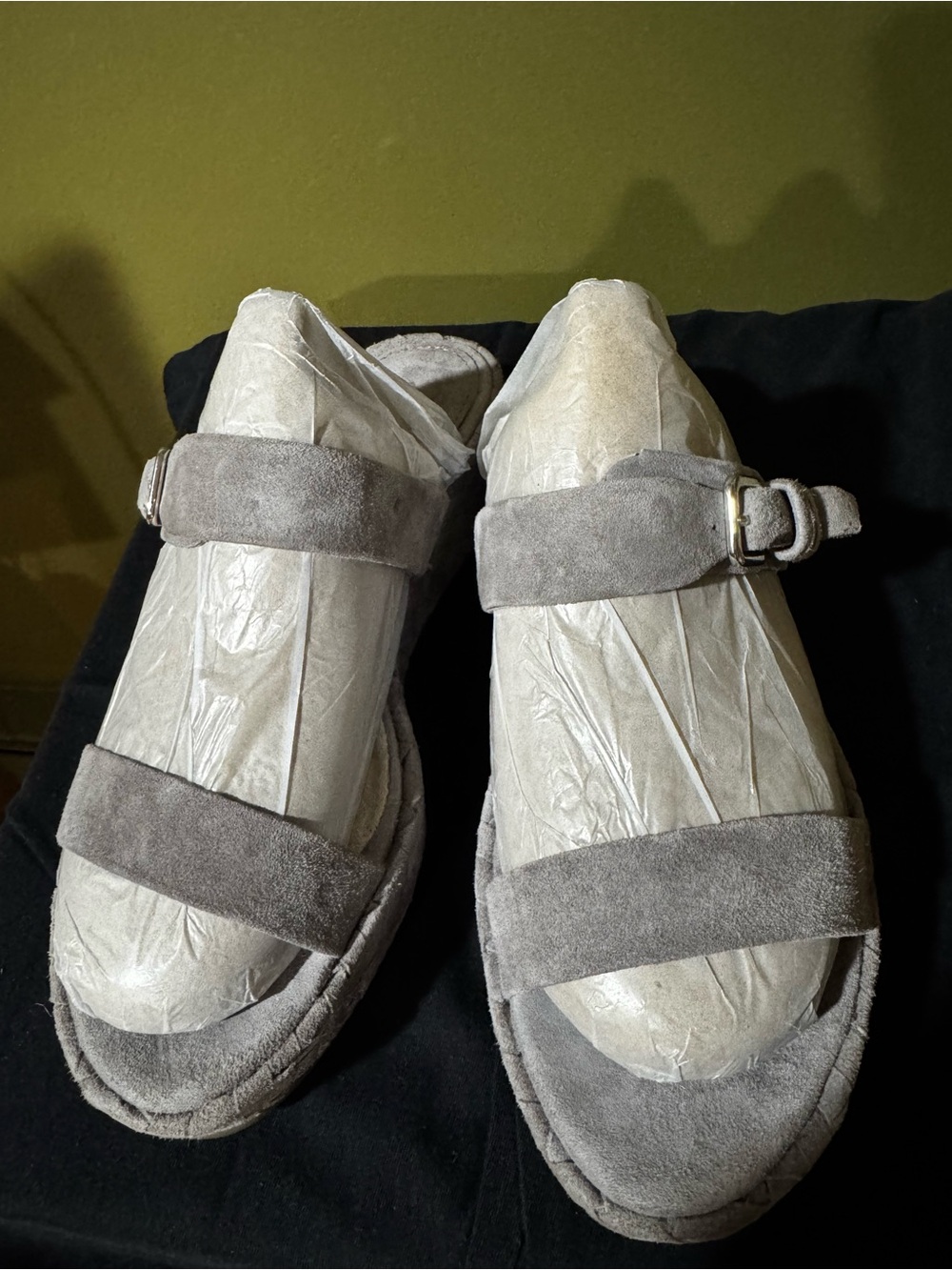 Women's Suede Two-Strap Sandals in Gray — Casual Comfort